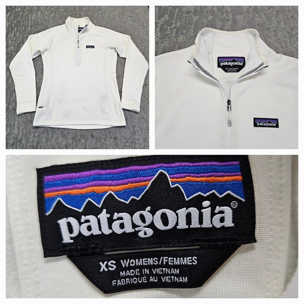Patagonia Crosstrek 1/4 Zip Pullover Womens XS White‎ Polartec 23835